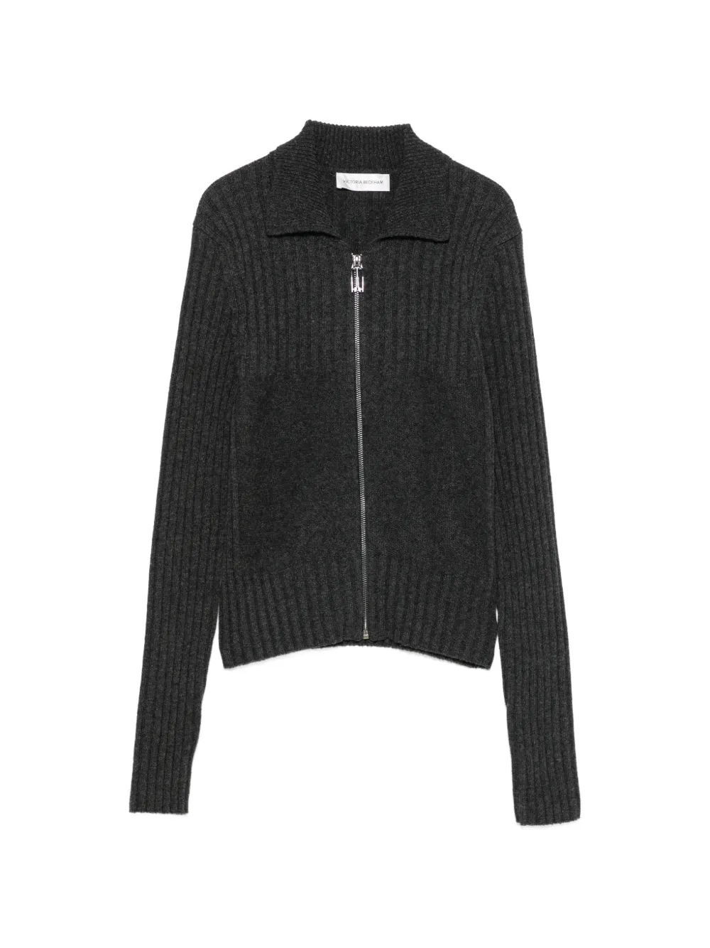 Victoria Beckham ribbed-knit zip-up cardigan - Grey