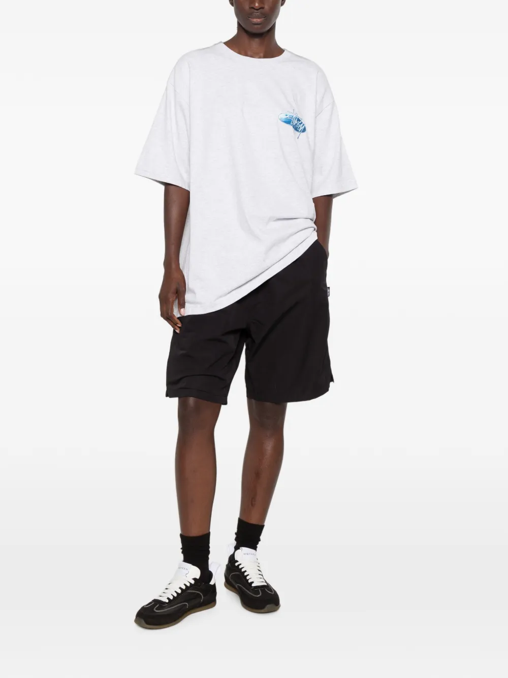 Stüssy Elastische trainingsshorts met logolabel Zwart