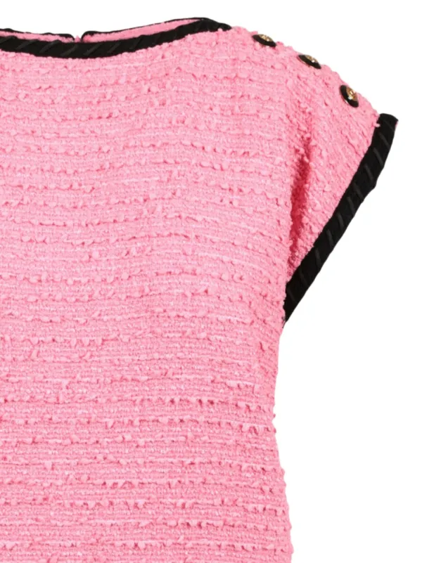 gucci pink tweed dress Gucci Pre-Owned embroidered-trim Tweed Dress | Pink