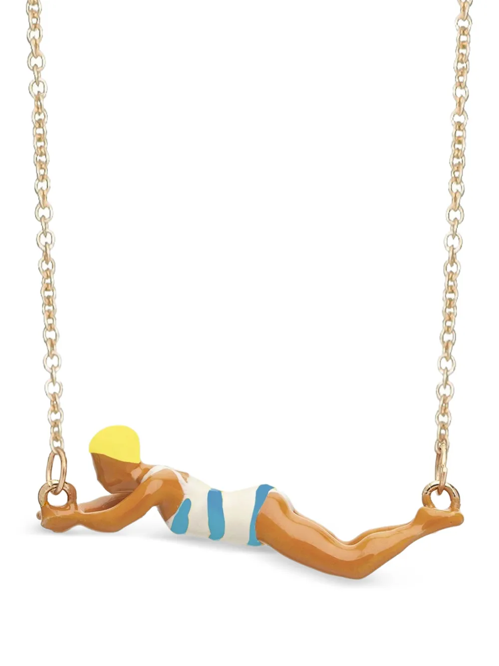 Aliita Nadadora Rayada enamelled-pendant necklace - Gold