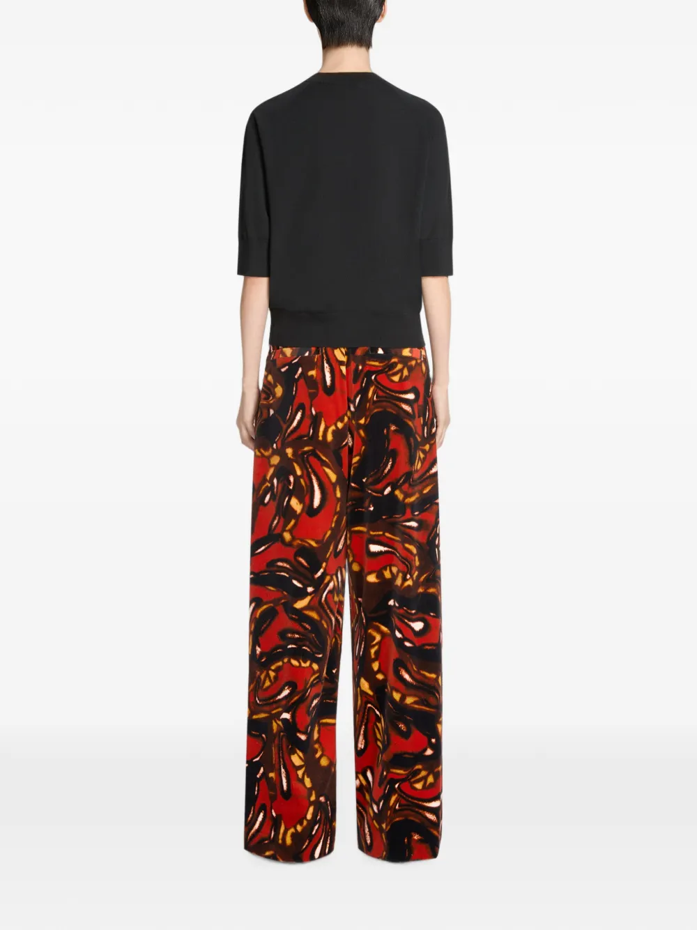DRIES VAN NOTEN Broek met wijde pijpen Rood