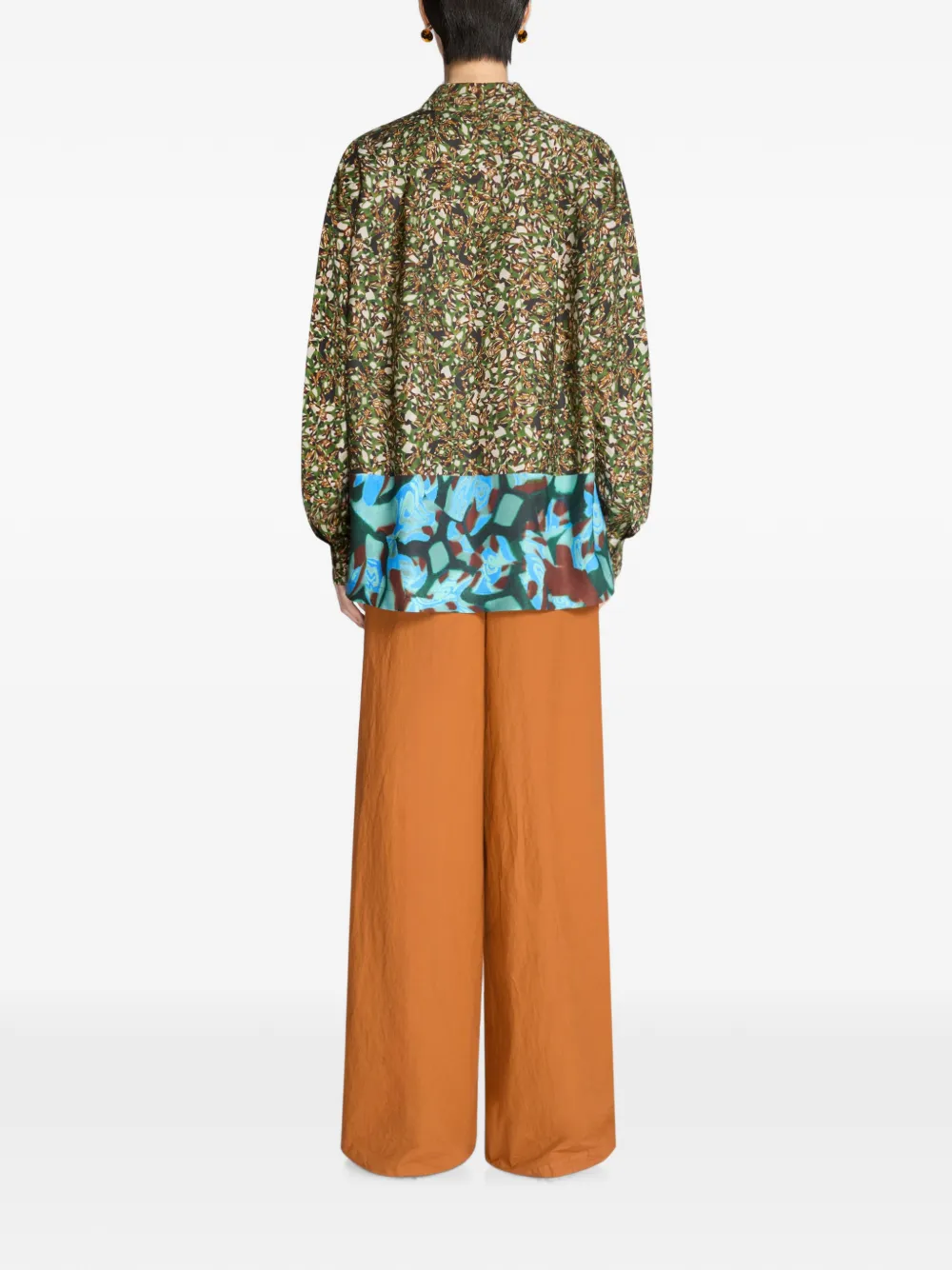 DRIES VAN NOTEN Geplooide broek met wijde pijpen Oranje