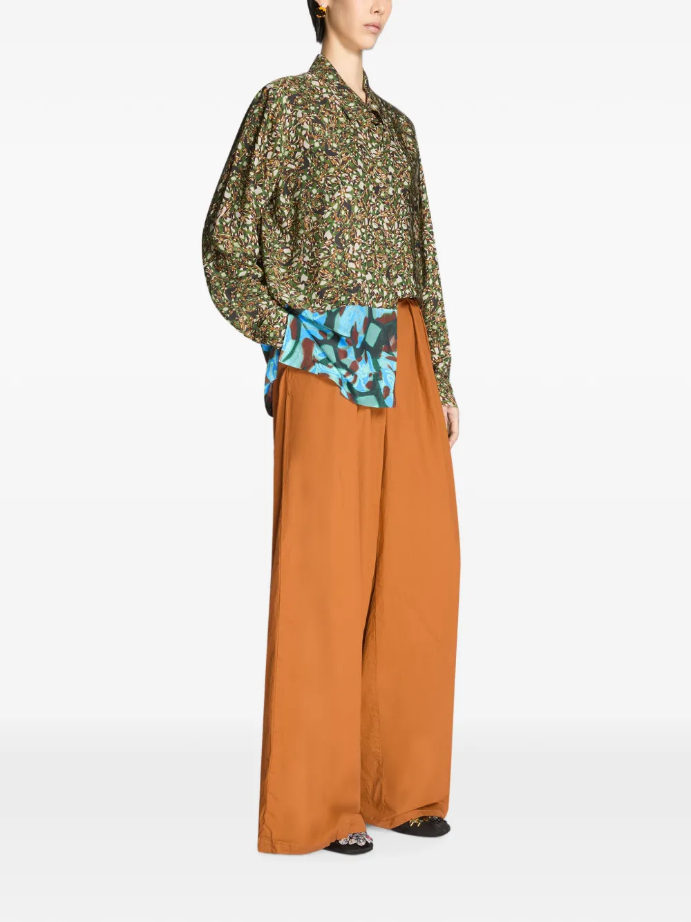DRIES VAN NOTEN Geplooide broek met wijde pijpen Oranje