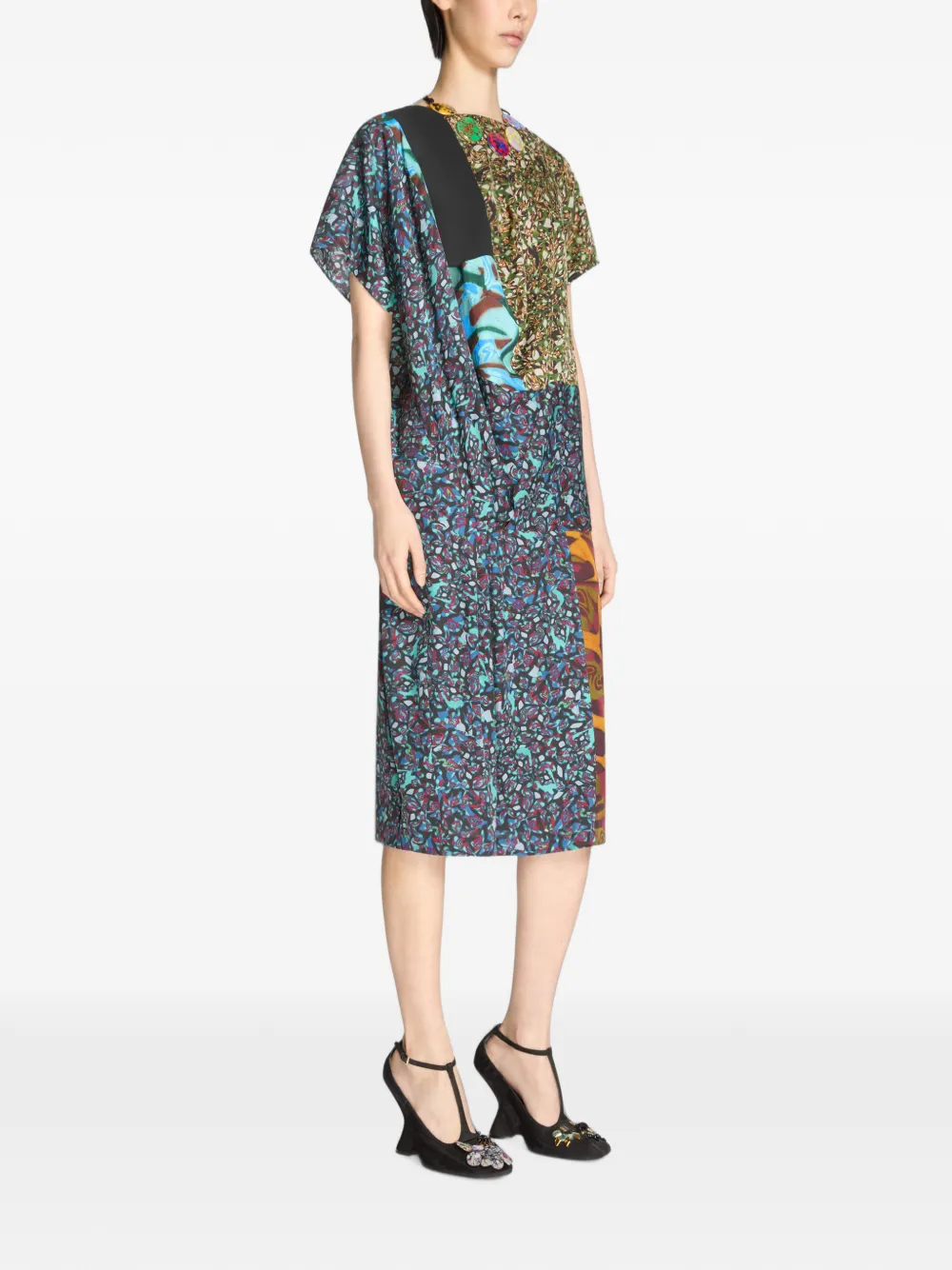 DRIES VAN NOTEN Gedrapeerde viscose jurk Blauw