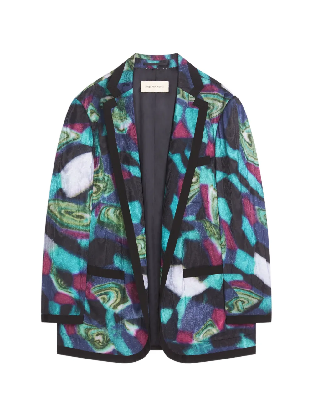 DRIES VAN NOTEN oversized moiré blazer - Blue