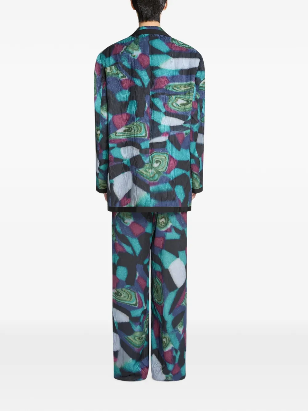 DRIES VAN NOTEN Oversized Moiré Blazer in Blue, view 4