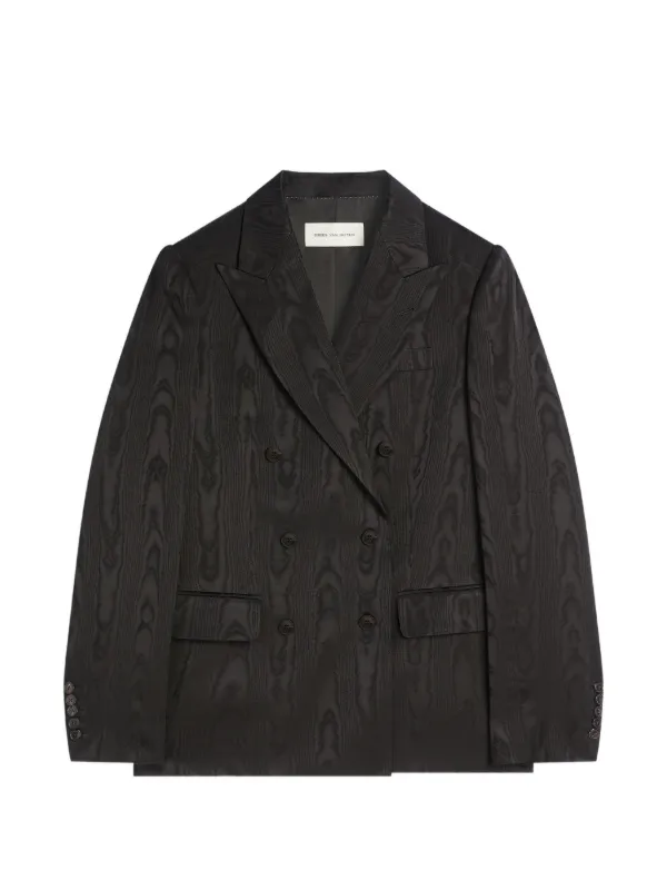 Dries Van Noten Double-breasted Moiré Blazer in Black