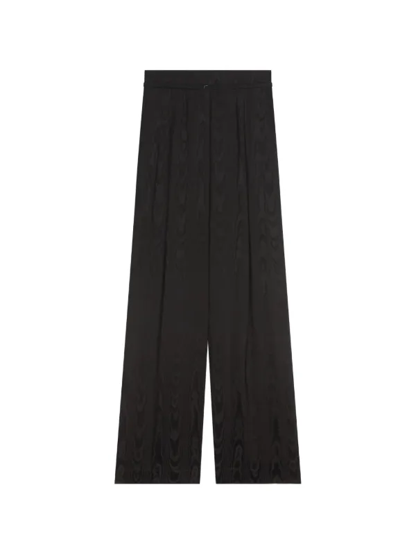 Dries Van Noten Belted Moiré Trousers in Black