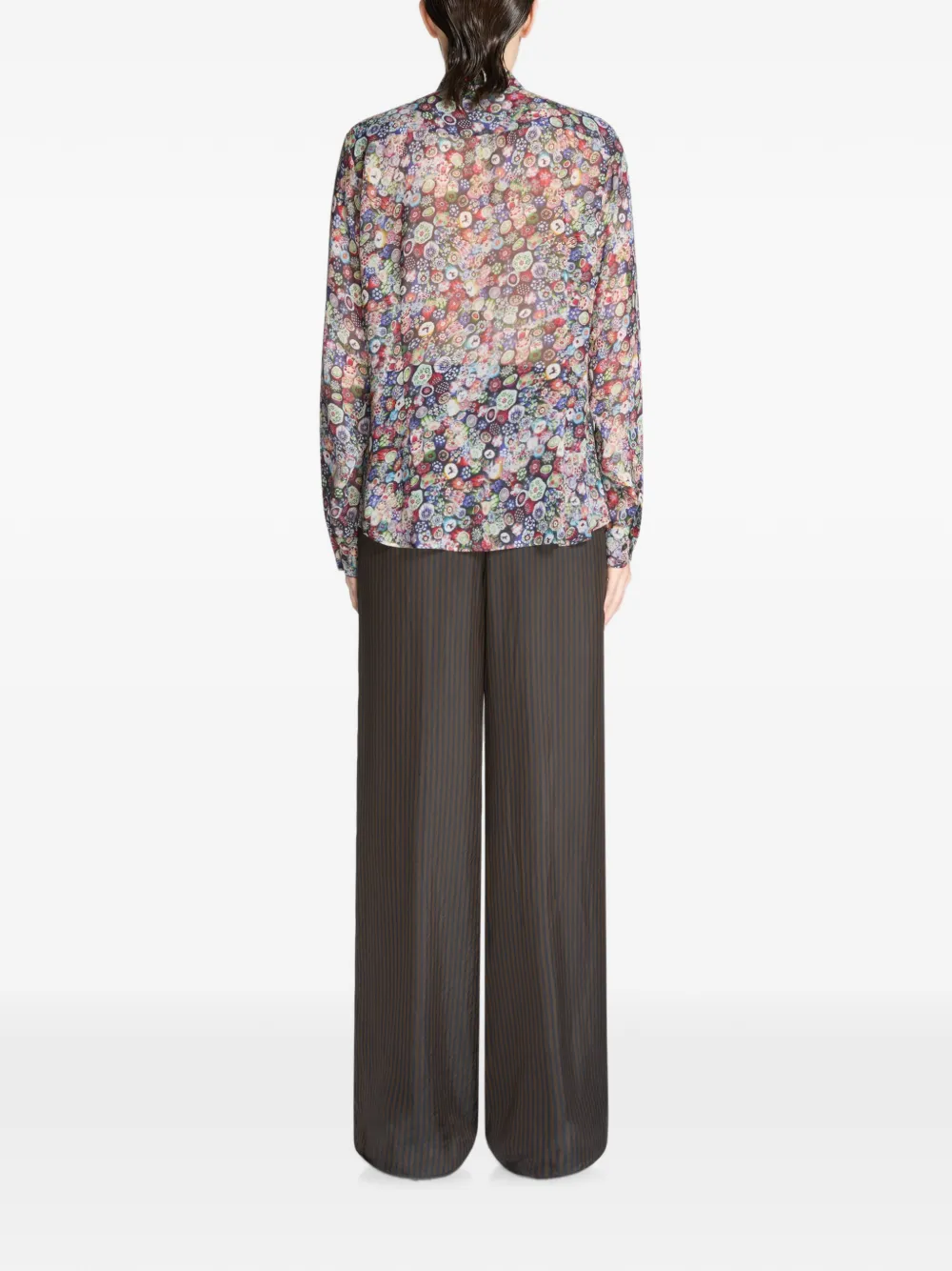 Dries Van Noten Wide Leg Cupro Pants in Brown, view 4