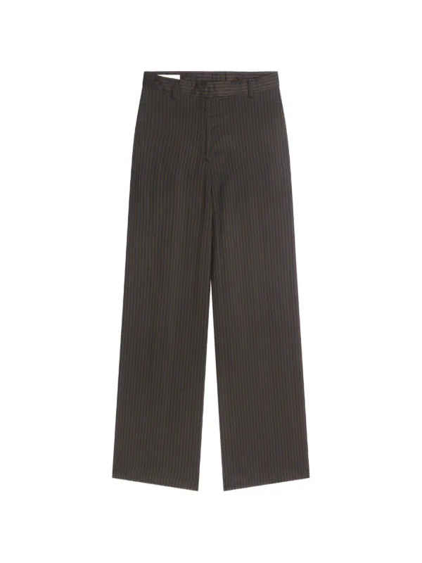 Dries Van Noten Wide Leg Cupro Pants in Brown