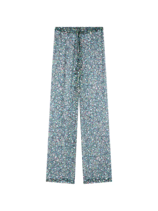 Dries Van Noten Elasticated Silk Trousers in Blue