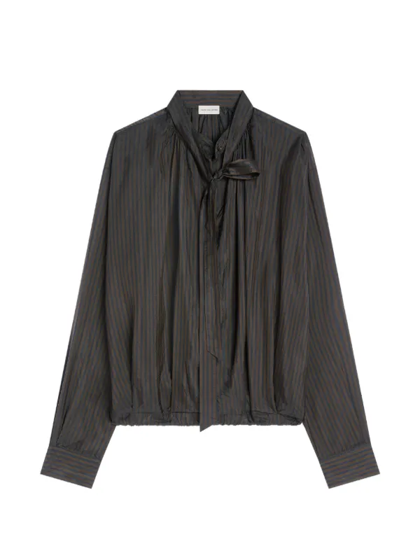 Dries Van Noten Drawstring Cupro Blouse in Black
