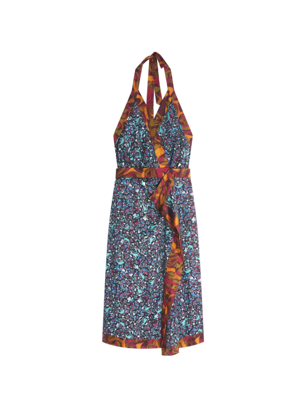 DRIES VAN NOTEN halterneck viscose dress - Blue