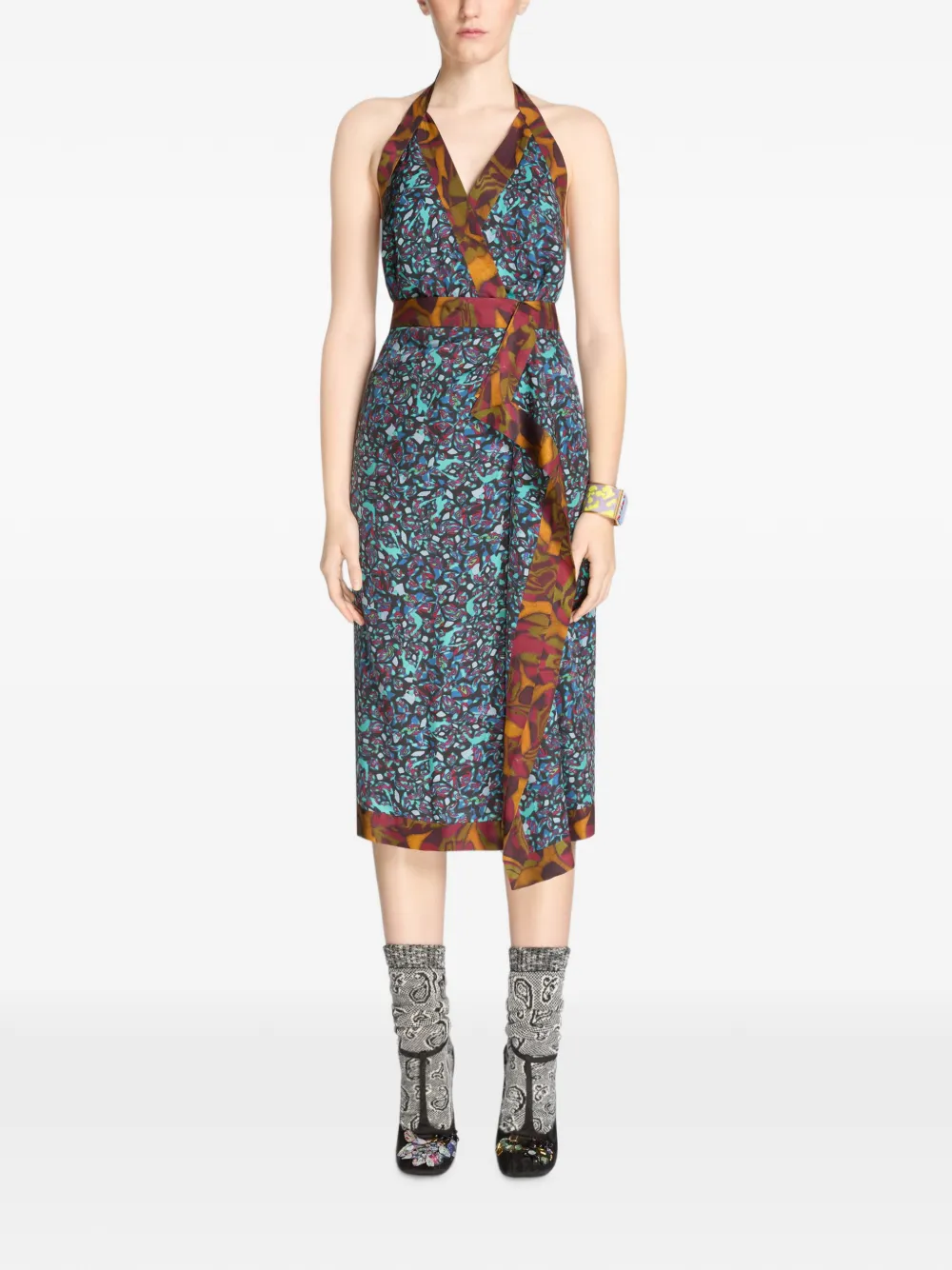 DRIES VAN NOTEN Viscose halterjurk Blauw