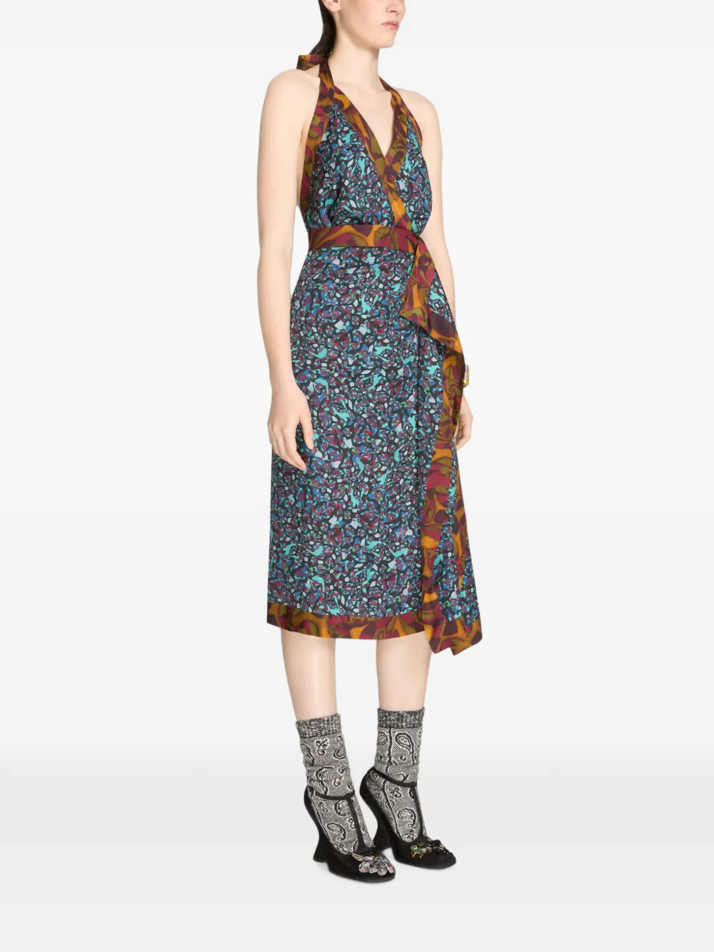 DRIES VAN NOTEN Viscose halterjurk Blauw