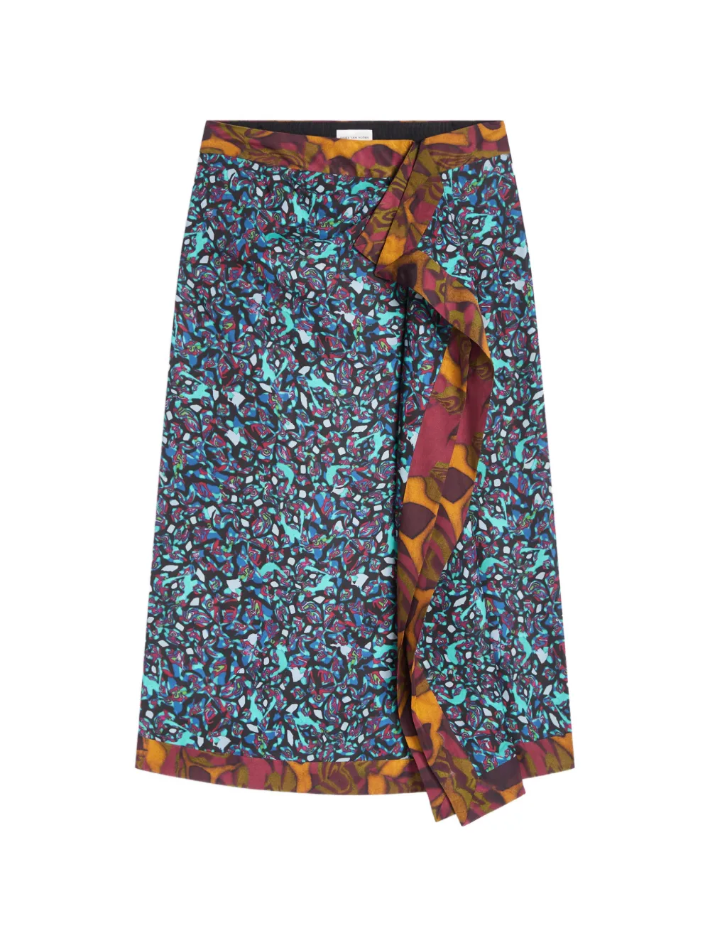 DRIES VAN NOTEN Drapierter Midirock mit abstraktem Print - Braun