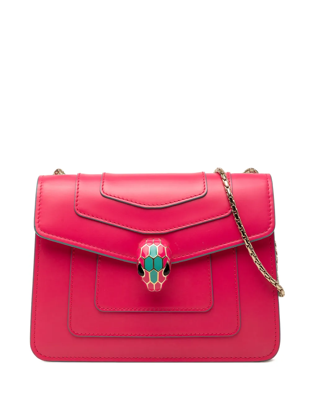 Bvlgari Pre-Owned 2010-2026 Small Leather Square Serpenti Forever Chain crossbody bag - Rosa