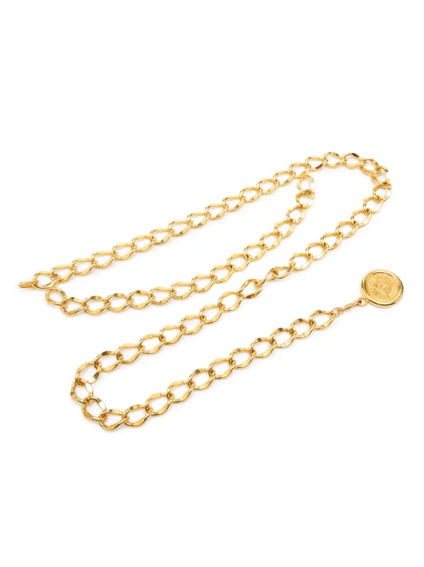 Chanel Pre-owned 1995 CC Gold Plated 31 Rue Cambon Medallion Chain Belt