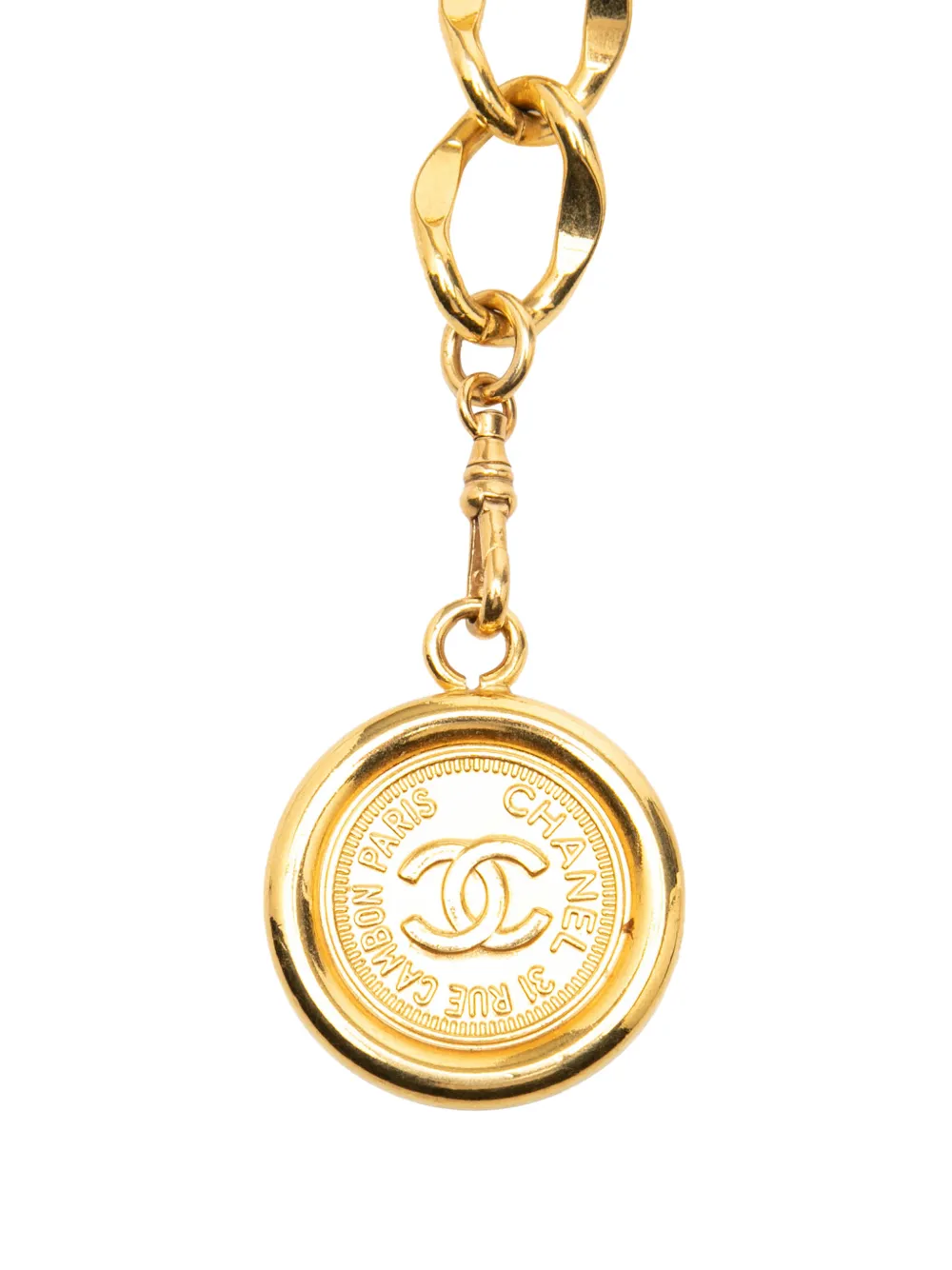 Chanel Pre-owned 1995 CC Gold Plated 31 Rue Cambon Medallion Chain Belt, view 2