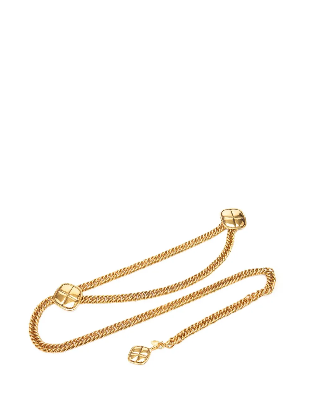 CHANEL Pre-Owned 1970-1980 CC Gold Plated Quilted Charm Chain belt - Oro
