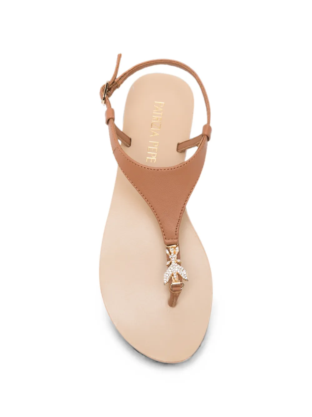 Patrizia Pepe girl Fly-embellishment crystal-embellished sandals Beige