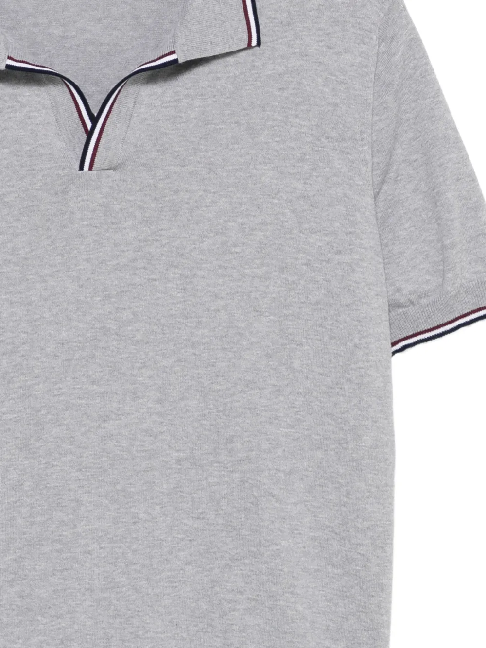 Gran Sasso Poloshirt met gestreepte afwerking en V-hals Grijs