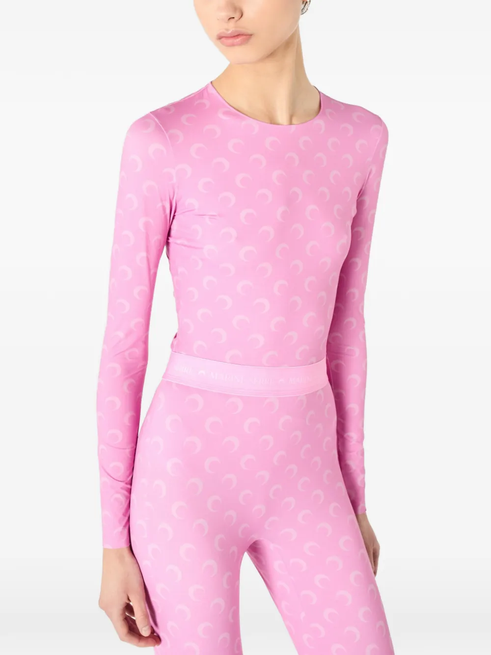 Marine Serre moon-print long-sleeve top - Rosa