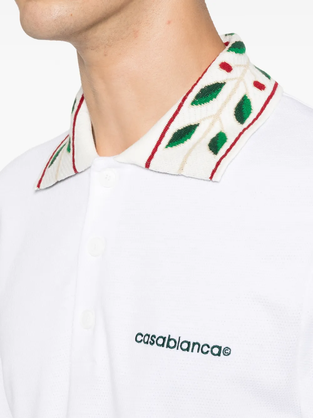 Casablanca Laurel piqué poloshirt met korte mouwen Wit