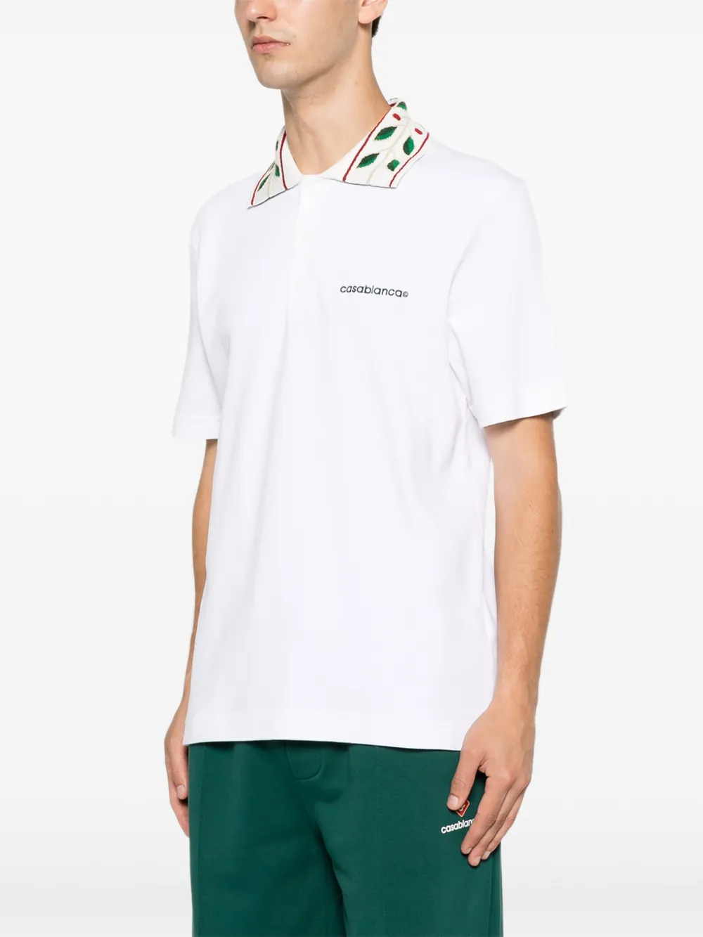 Casablanca Laurel piqué poloshirt met korte mouwen Wit