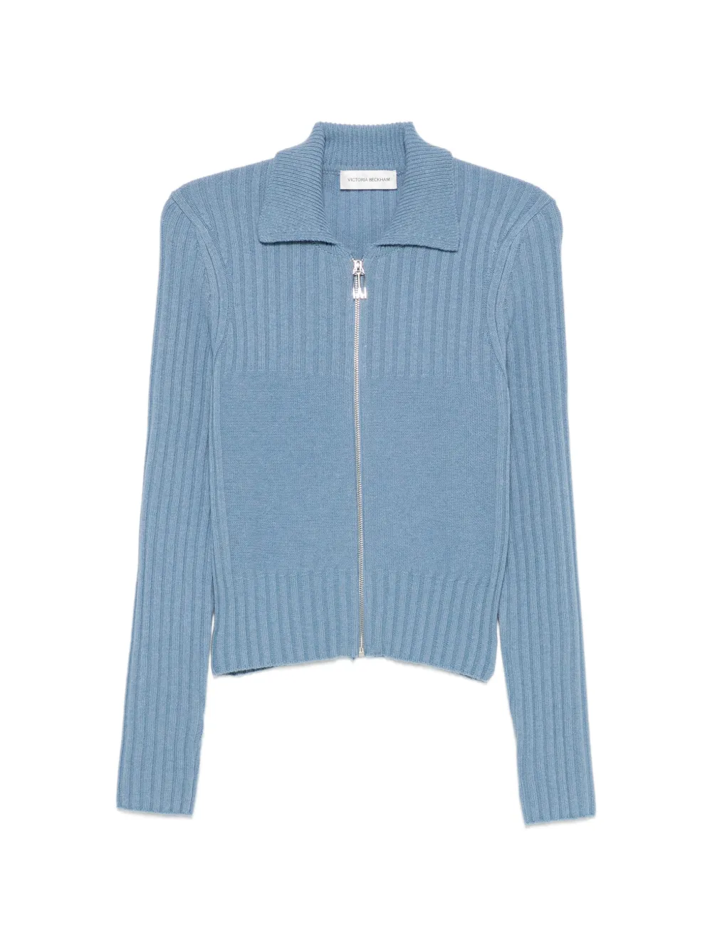 Victoria Beckham ribbed-knit zip-up cardigan - Blu