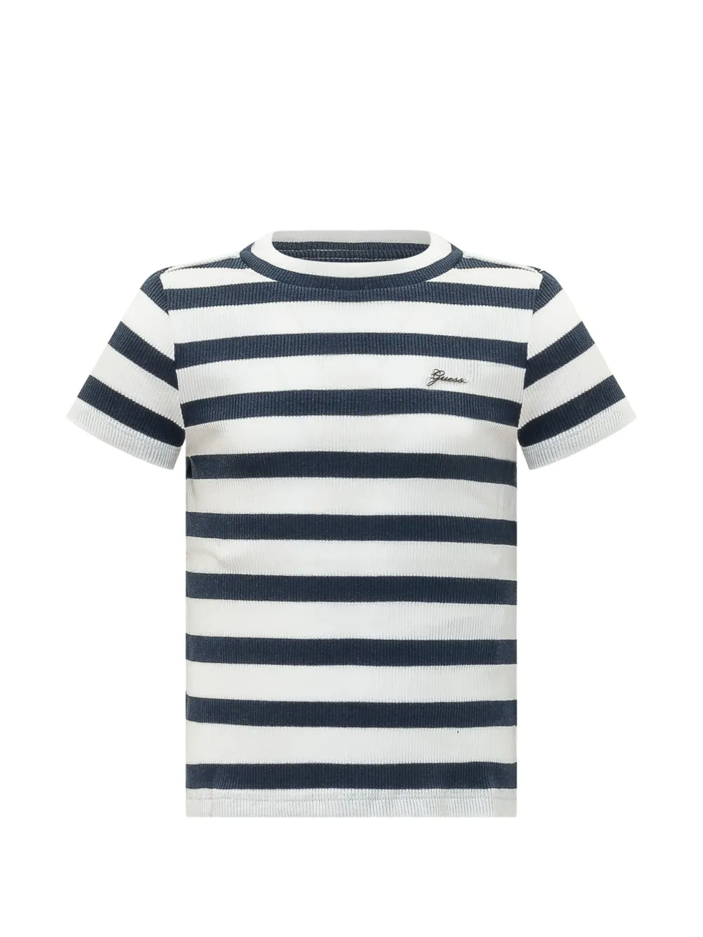 guess kids striped ribbed-knit T-shirt - Blu