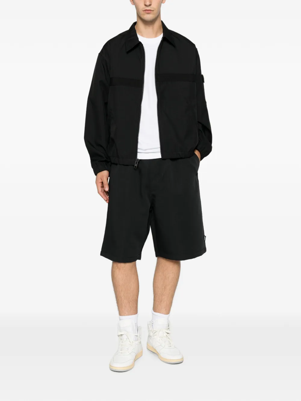 Stüssy Jack met vlakken en rits Zwart