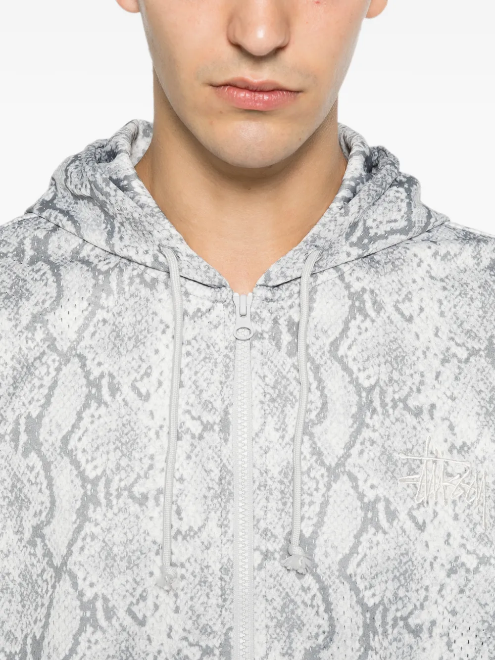 Stüssy Hoodie met slangenprint en rits Wit