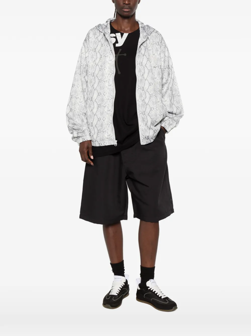 Stüssy Hoodie met slangenprint en rits Wit