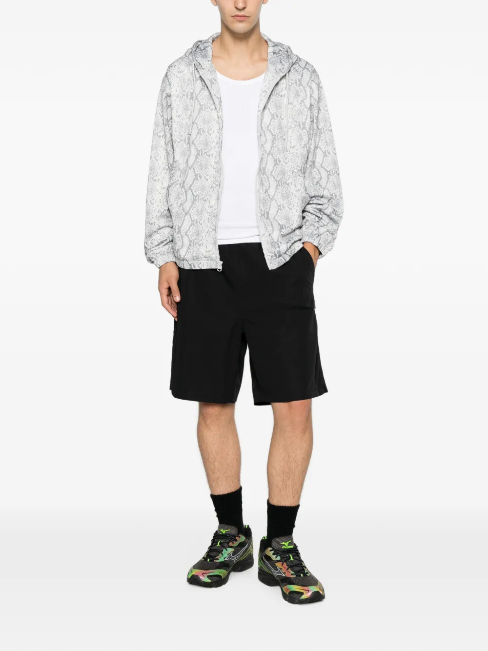 Stüssy Hoodie met slangenprint en rits Wit