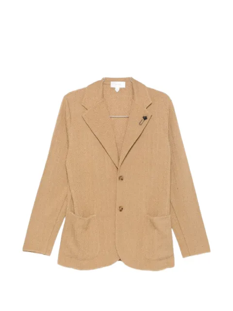 Lardini chevron-knit flower-pin jacket