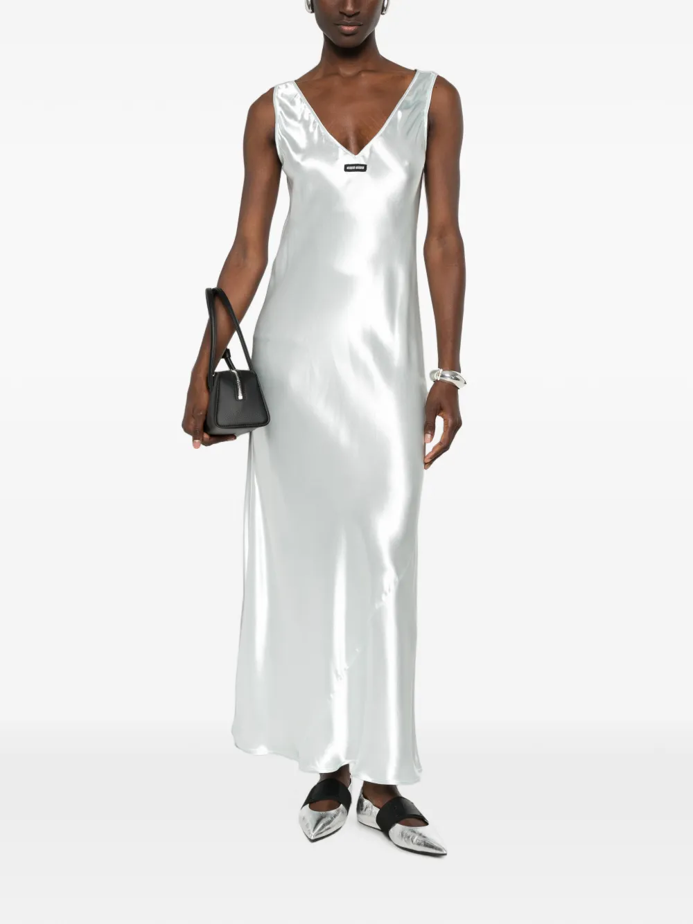 Miu Mouwloze maxi-jurk met V-hals Blauw
