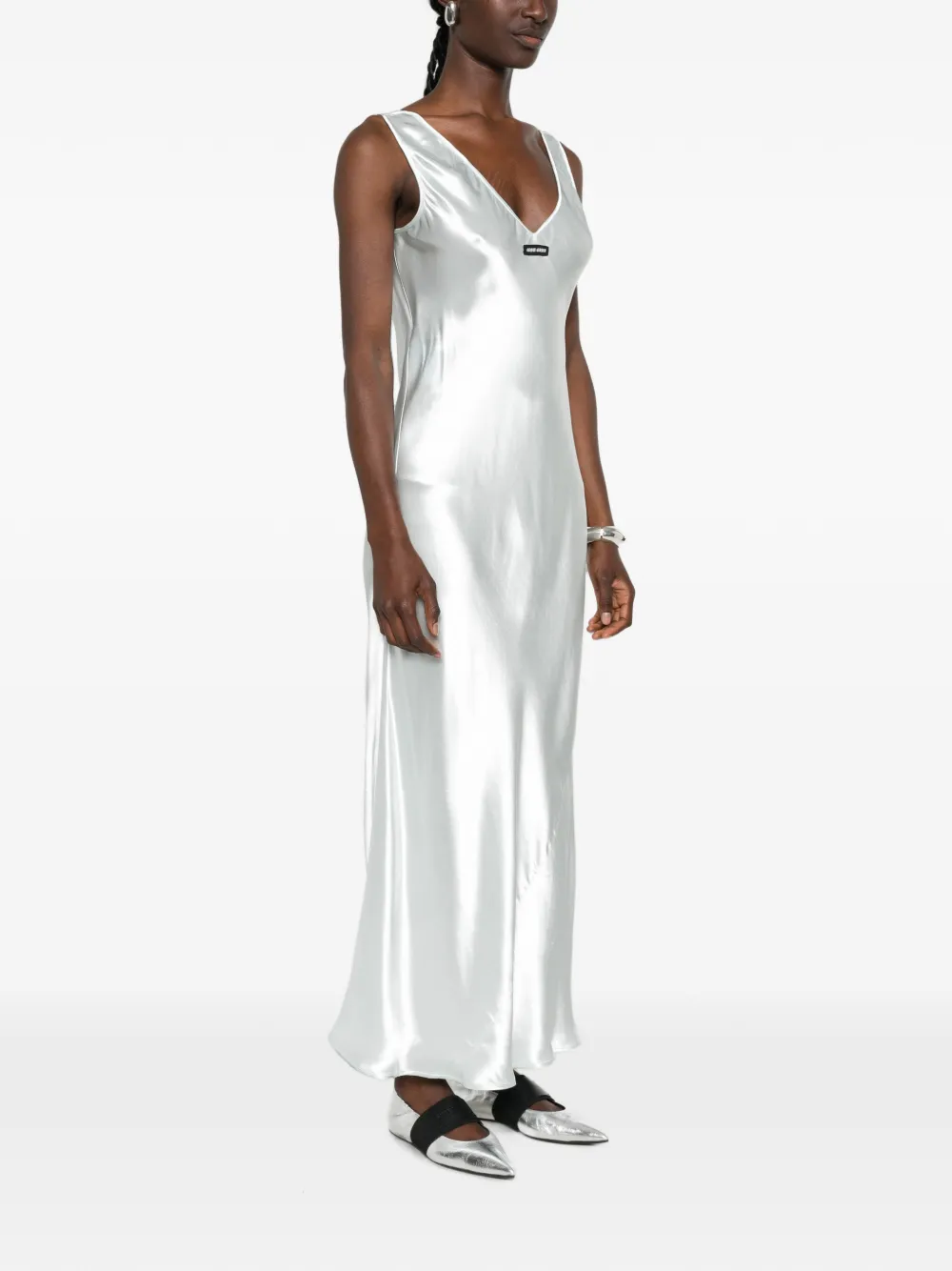 Miu Mouwloze maxi-jurk met V-hals Blauw