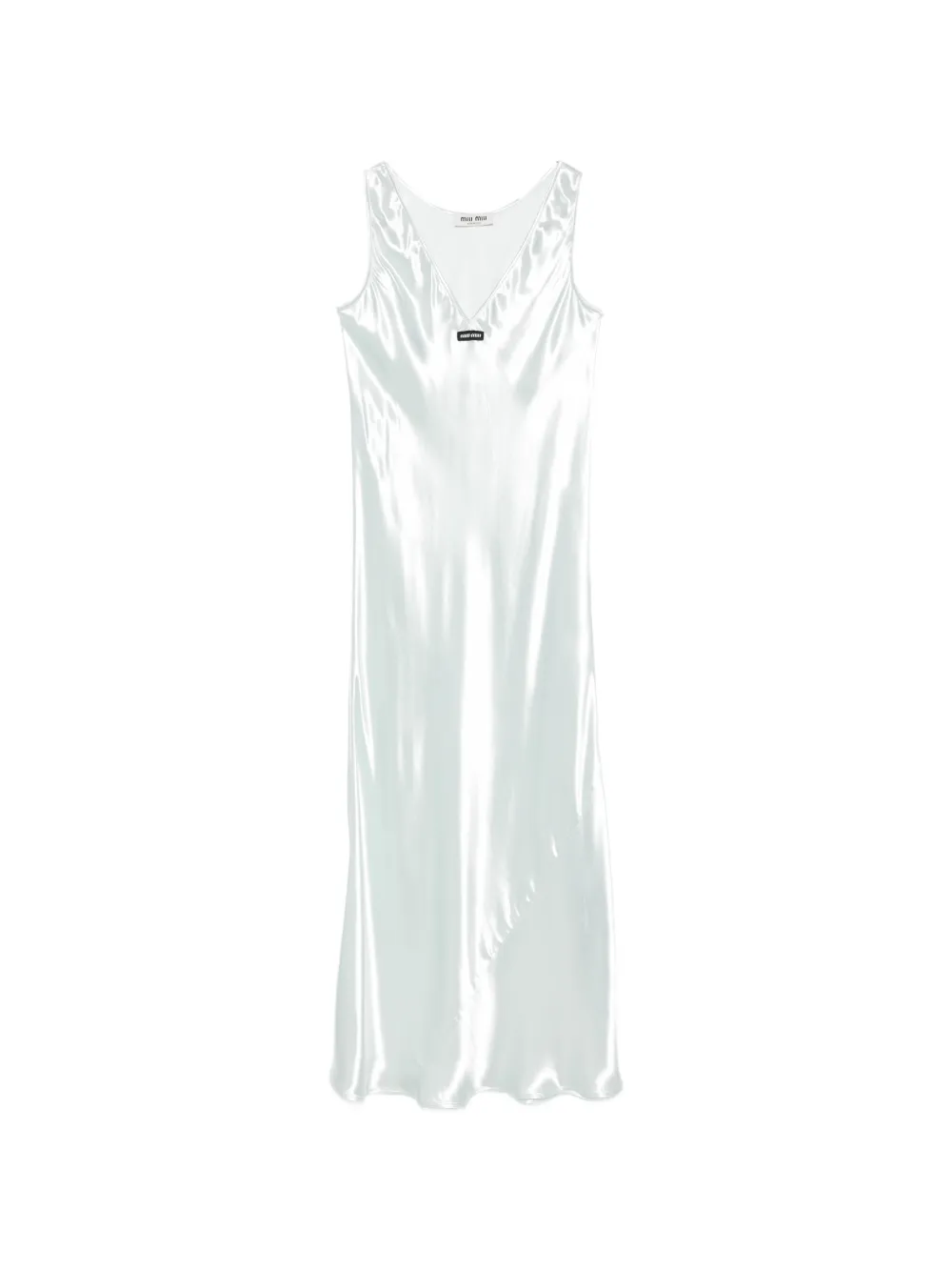 Miu Miu logo-patch satin maxi dress - Blau