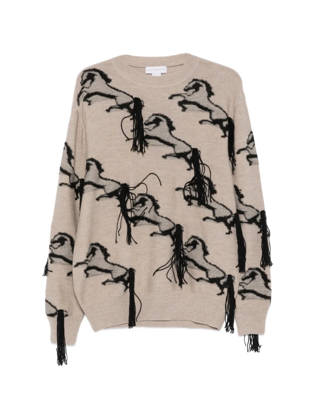Stella McCartney horse-pattern fringed sweater - Neutrals