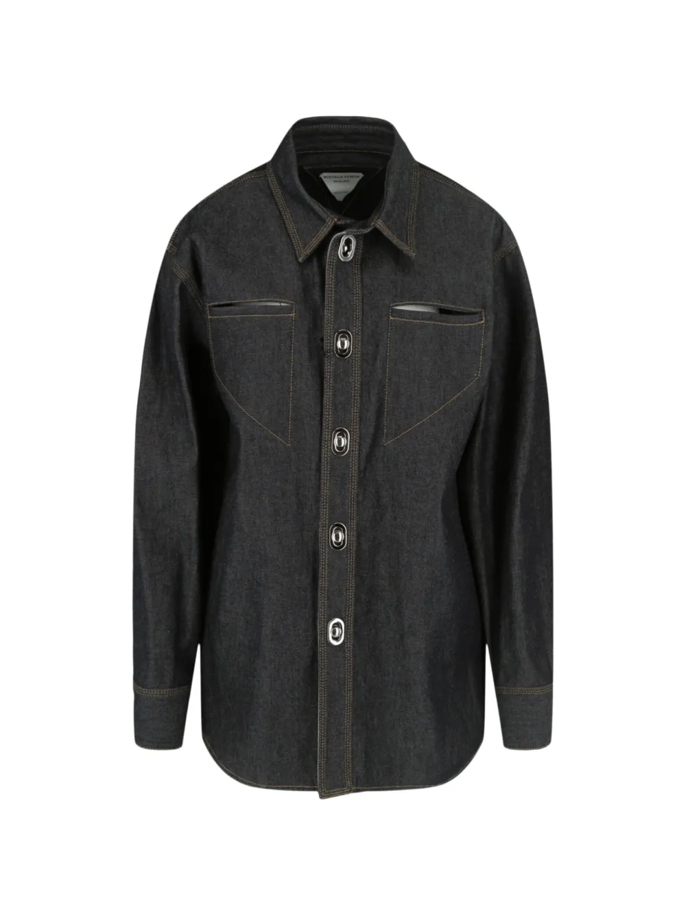 Pre-owned Bottega Veneta 2020s Twist-lock Denim Shirt In Black