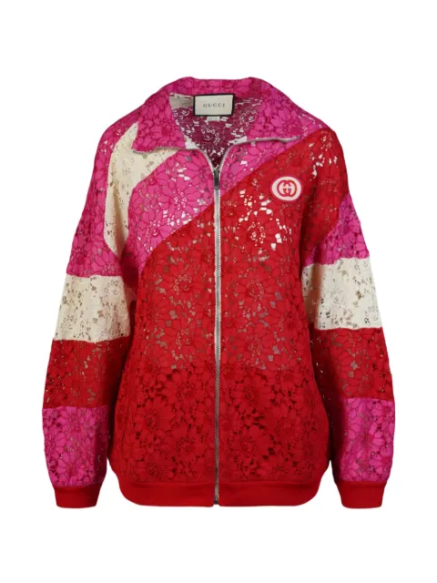 Gucci Pre-Owned interlocking G patch floral-lace jacket