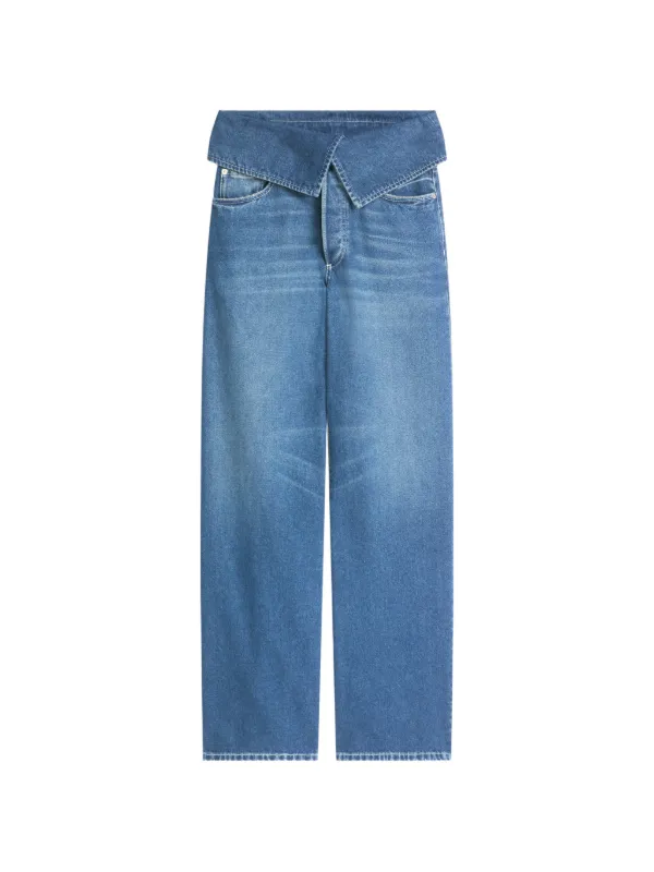 Dries Van Noten Folded Denim Pants in Blue