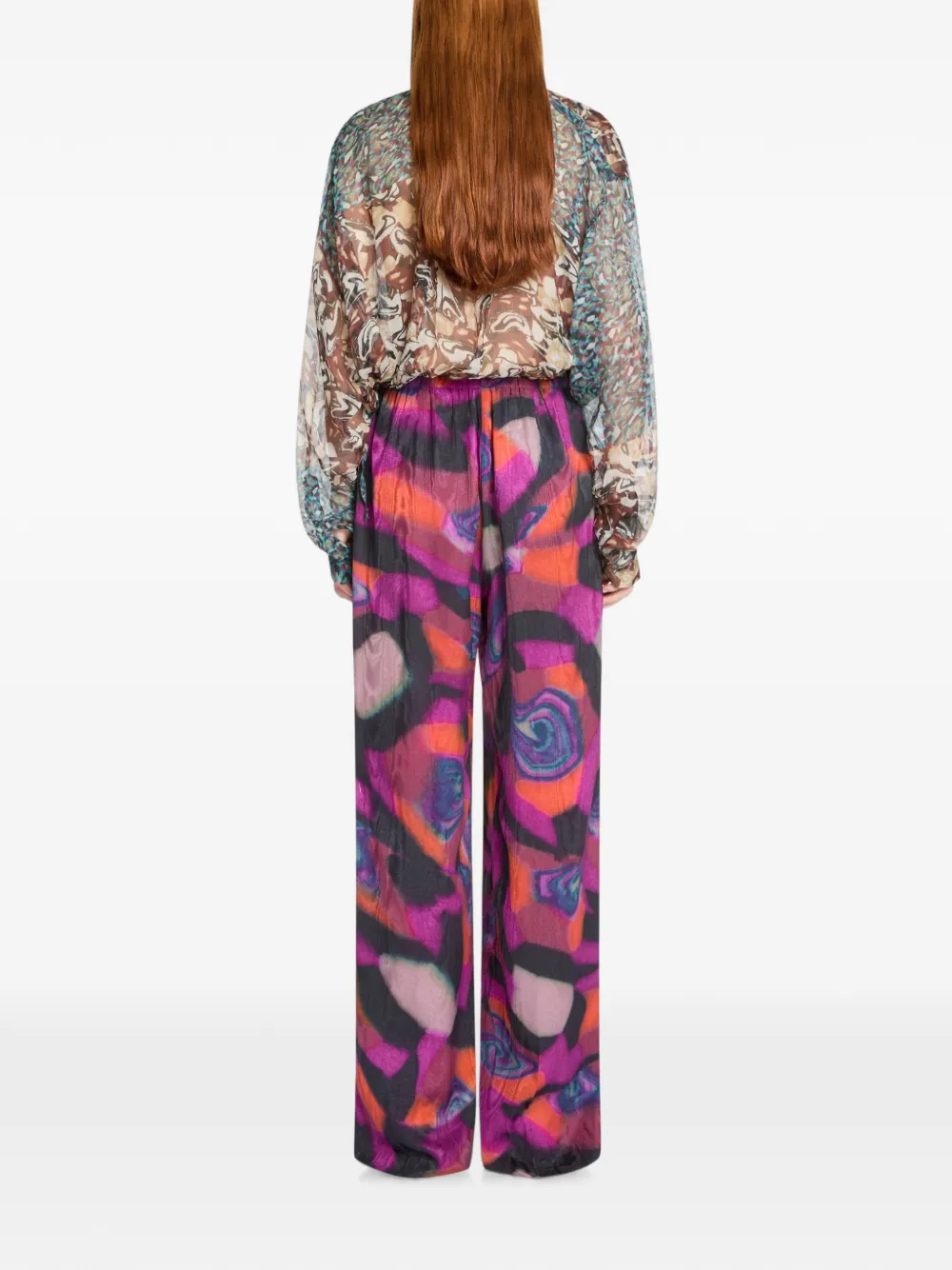 DRIES VAN NOTEN Elastische moiré broek Roze