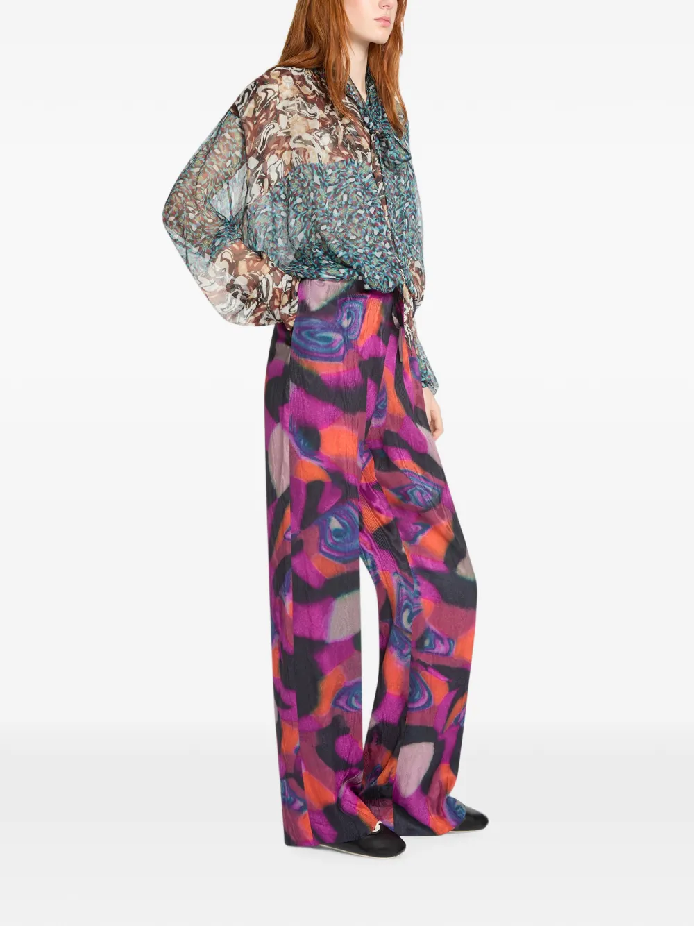 DRIES VAN NOTEN Elastische moiré broek Roze