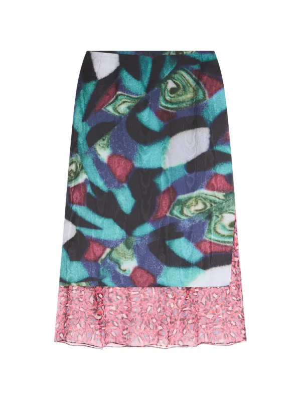 Dries Van Noten Layered Moiré Skirt in Black