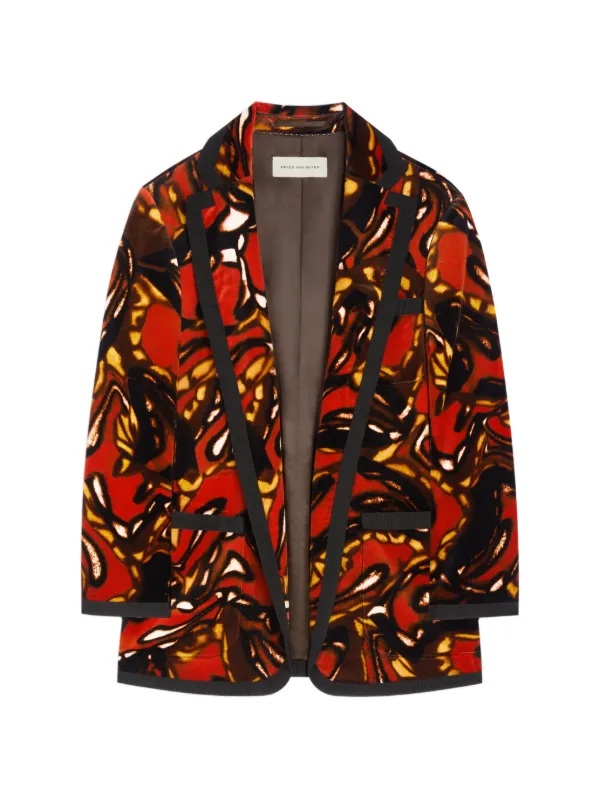 Dries Van Noten Oversized Velvet Blazer in Red