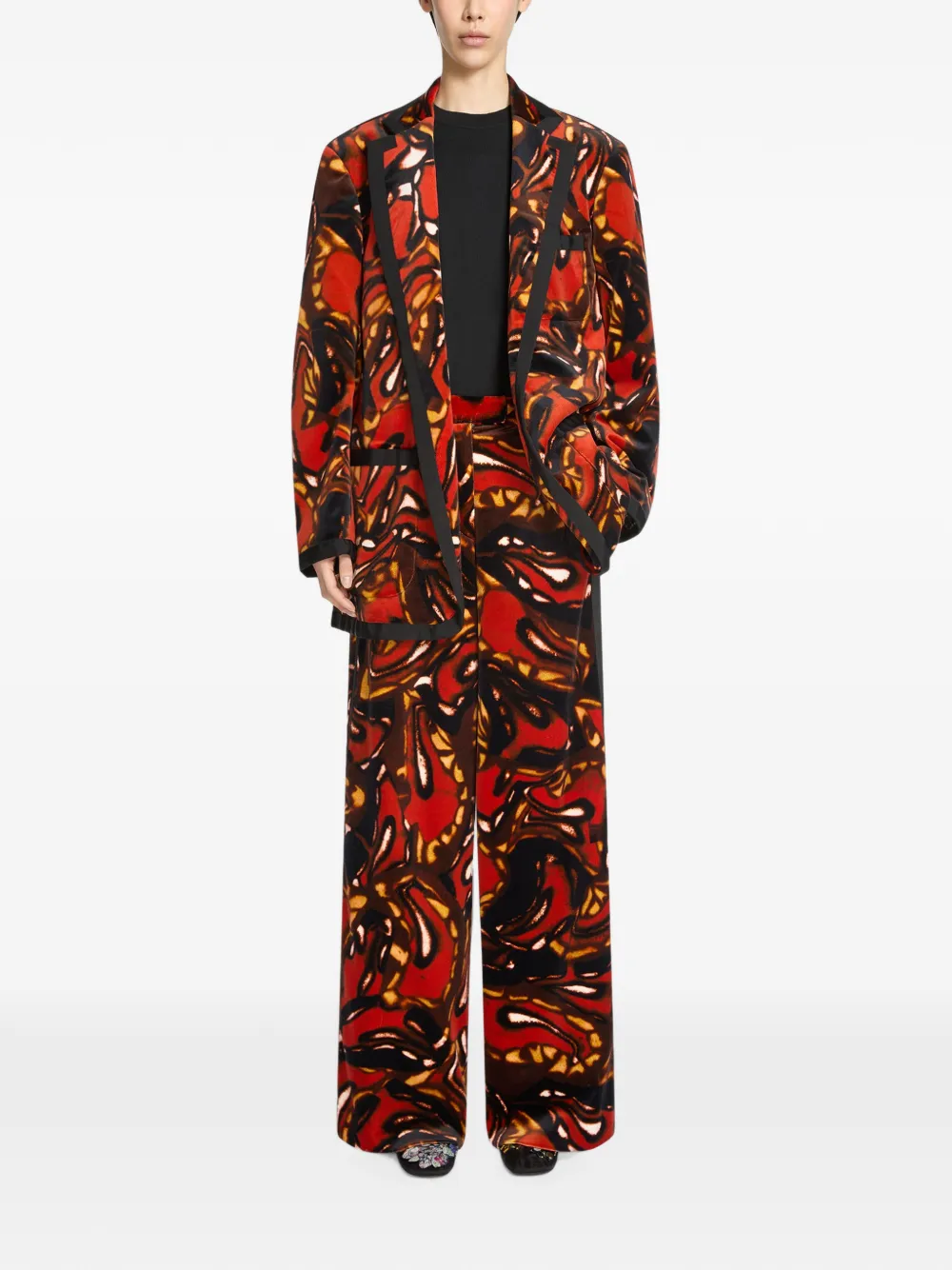 DRIES VAN NOTEN Oversized Velvet Blazer in Red, view 2