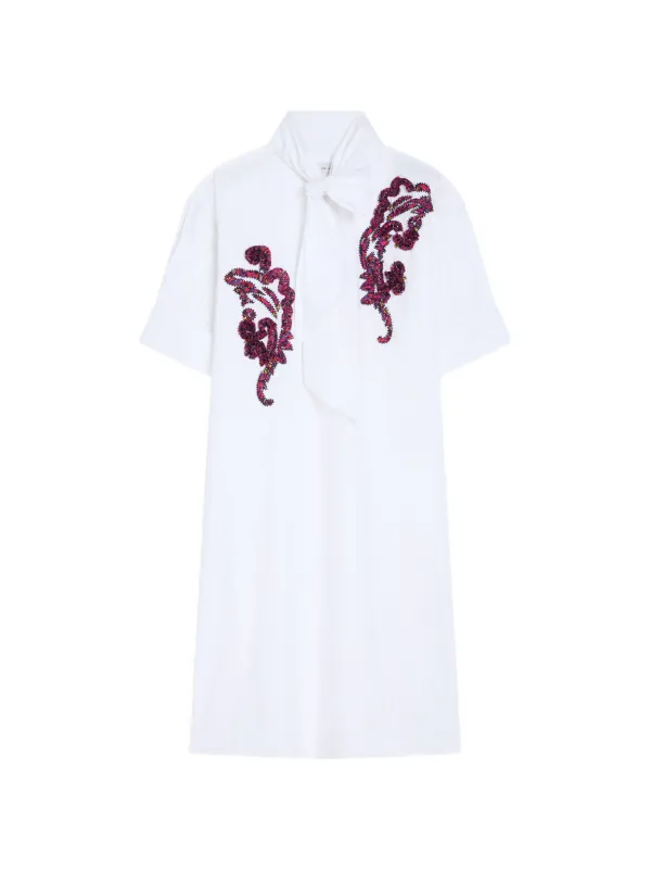 Dries Van Noten Embroidered Shirt Dress in White