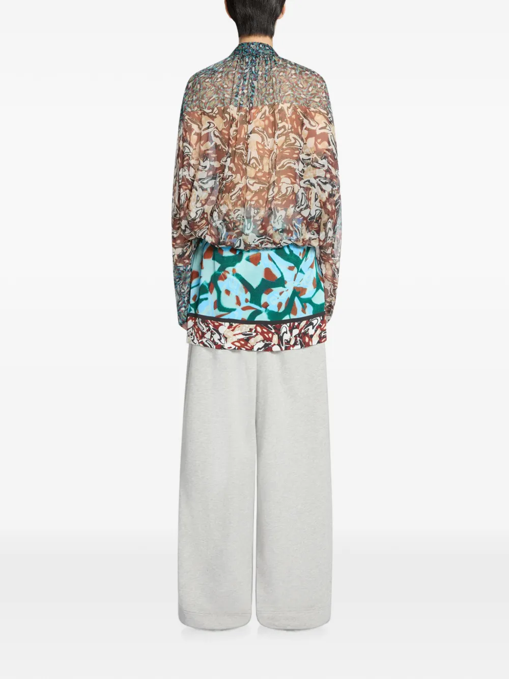 Dries Van Noten Drawstring Silk Blouse in Blue, view 4
